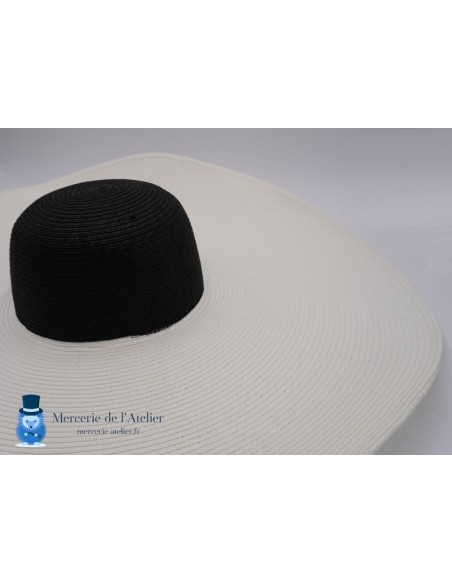 Gran capelina de papel - Negro con ala Blanca