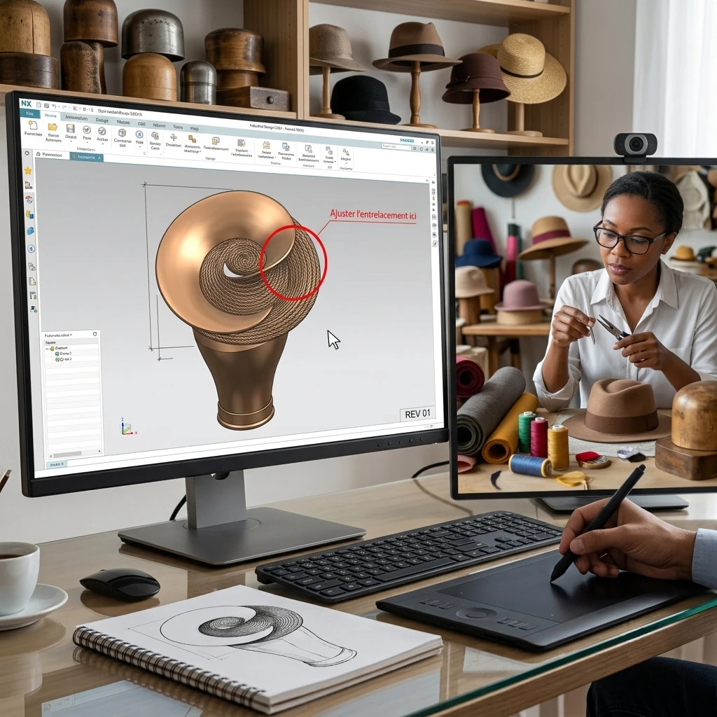 &Eacute;change en visioconf&eacute;rence avec une modiste autour d'un mod&egrave;le 3D annot&eacute; pour ajustement